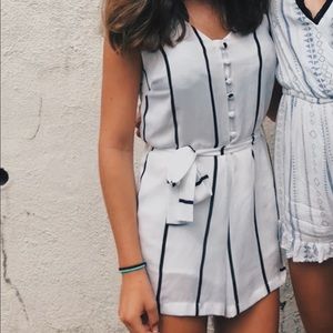 black and white striped romper